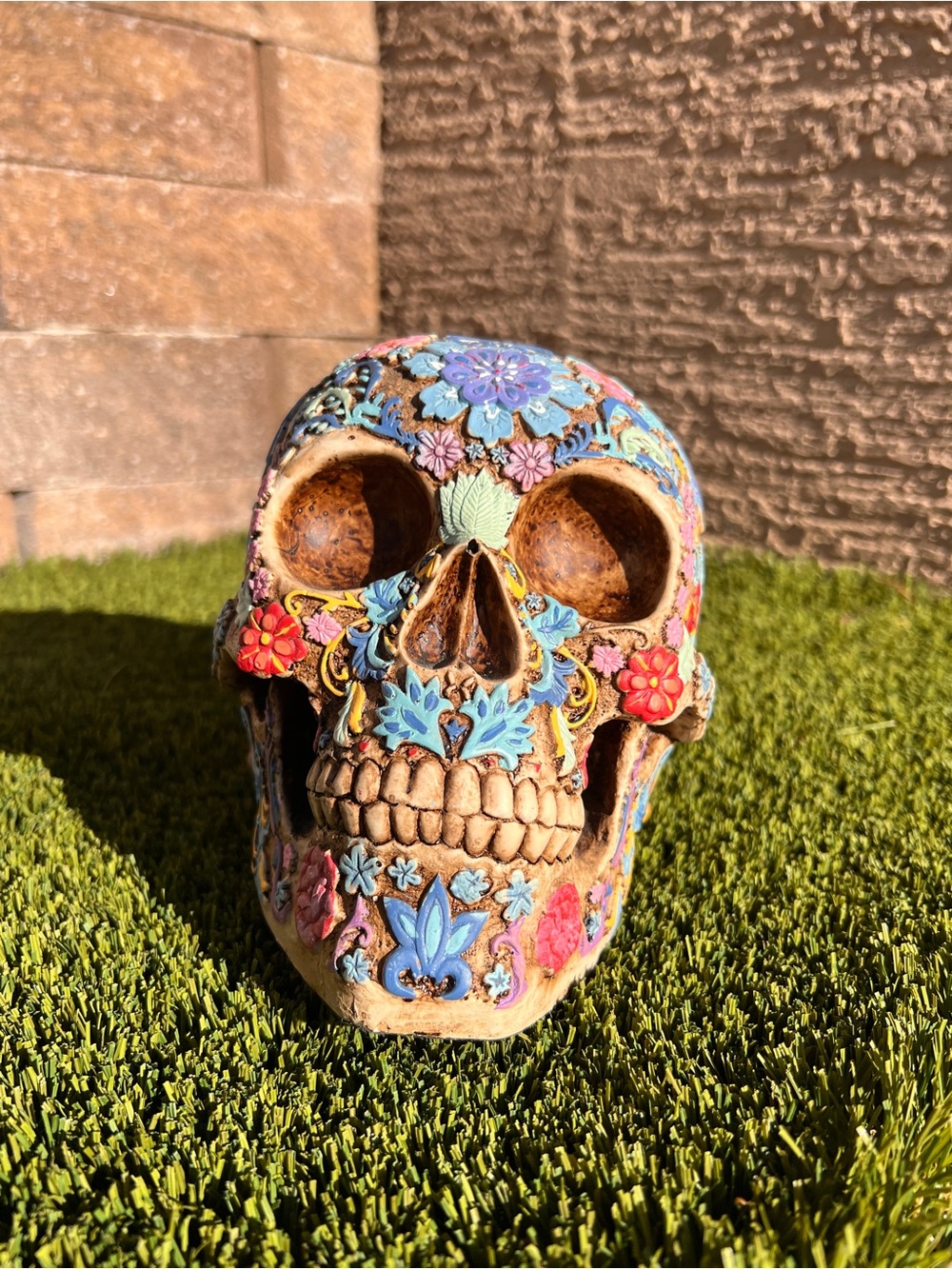 Decorative Floral Sugar Skull Accent - Multicolor